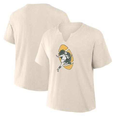 Women's Fanatics Cream Green Bay Packers Trick Play Slub Boxy T-Shirt