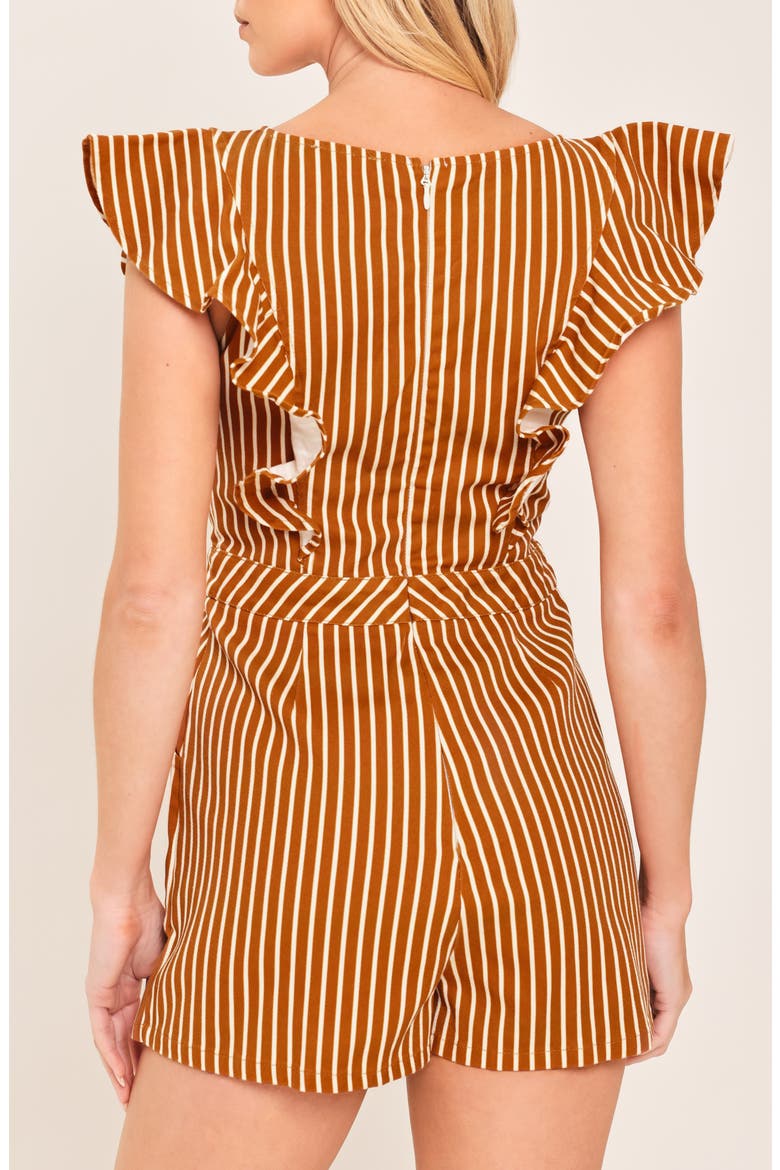 Striped Stretch Cotton Twill Romper, Alternate, color, RUST