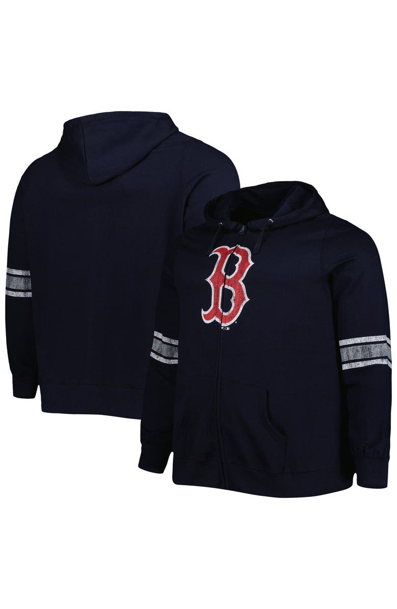 PROFILE Women's Navy/Heather Gray Boston Red Sox Plus Size Front Logo Full-Zip Hoodie, Main, color, Navy