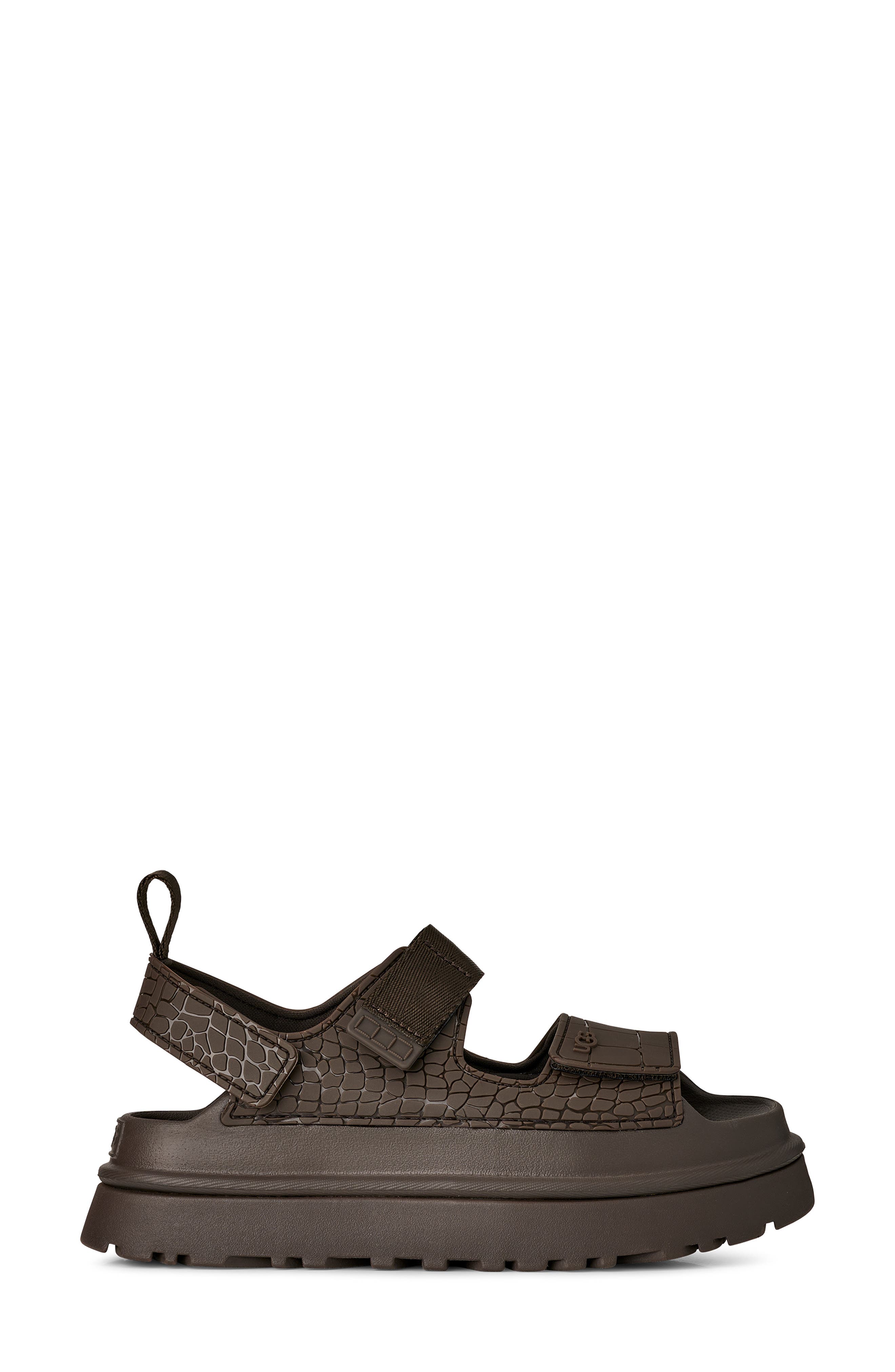 UGG<sup>®</sup> GoldenGlow Embossed Platform Sandal, Alternate, color, Dense Smoke