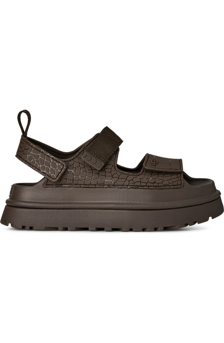 UGG<sup>®</sup> GoldenGlow Embossed Platform Sandal, Alternate, color, Dense Smoke