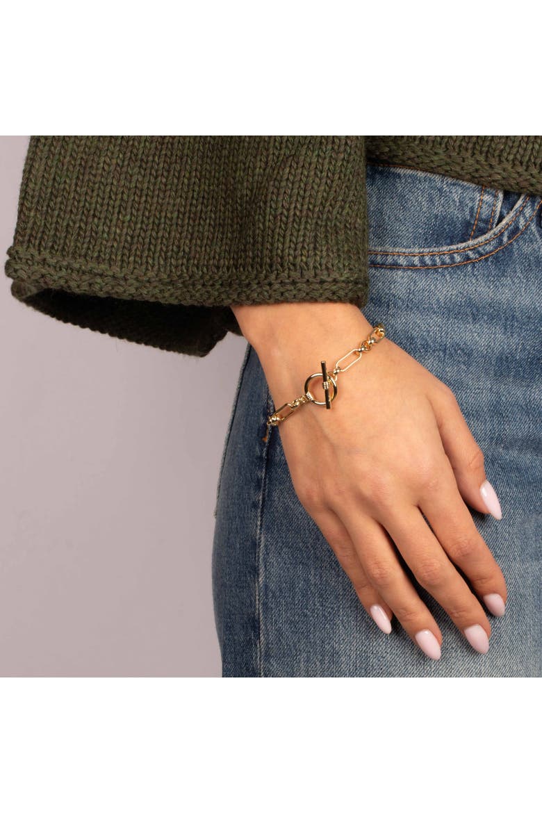 Mixed Link Toggle Bracelet, Alternate, color, Gold