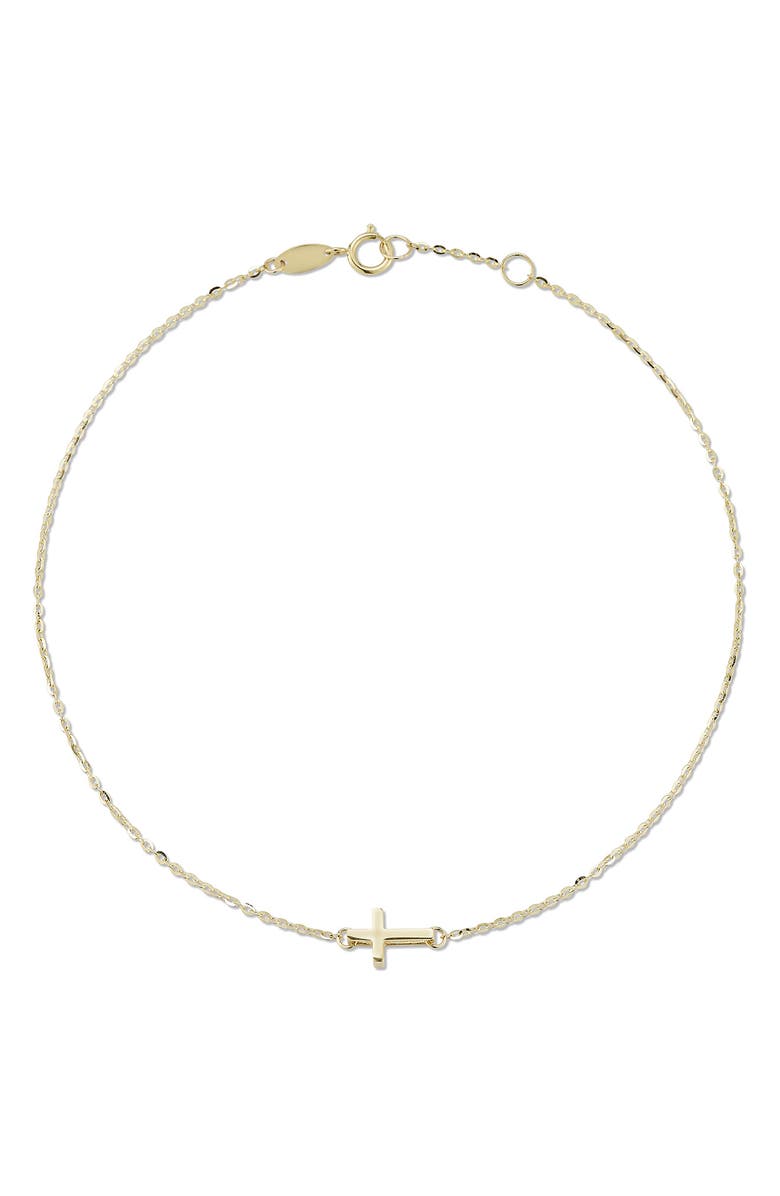 Ember Fine Jewelry Cross Charm Anklet, Main, color, Gold