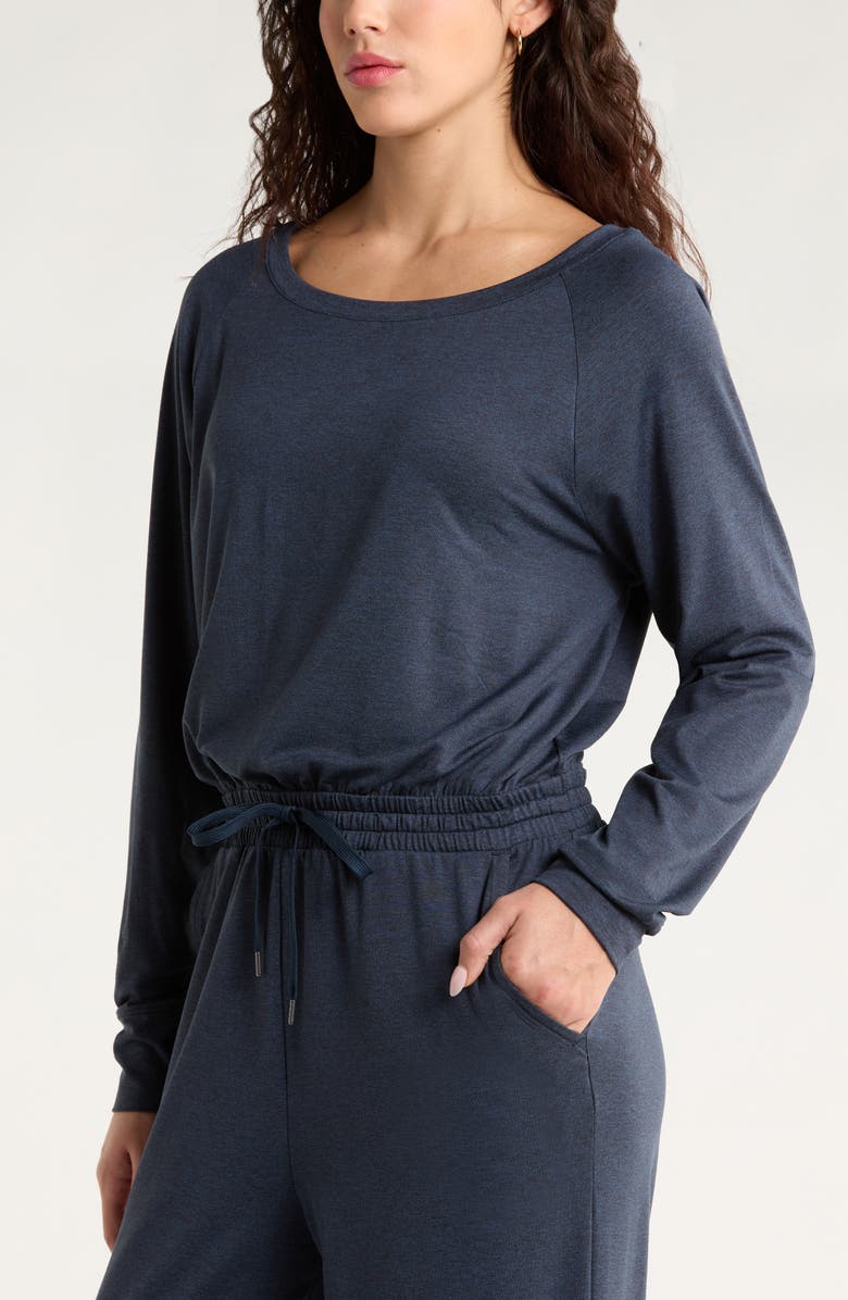 Zella Restore Soft Cozy Long Sleeve Jumpsuit, Alternate, color, Navy Sapphire