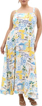 City Chic Collins Print Sleeveless Maxi Dress
