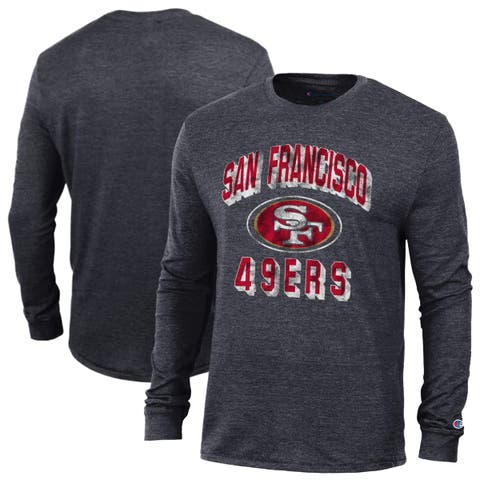 Men's Champion Heather Black San Francisco 49ers Ultimate Tri-Blend Long Sleeve T-Shirt