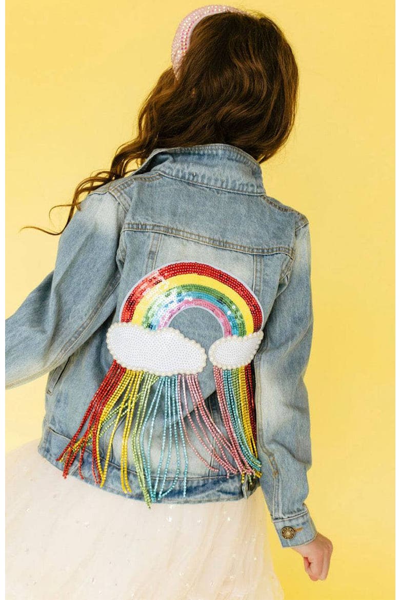 Crystal Rain Denim Jacket, Alternate, color, Light Blue
