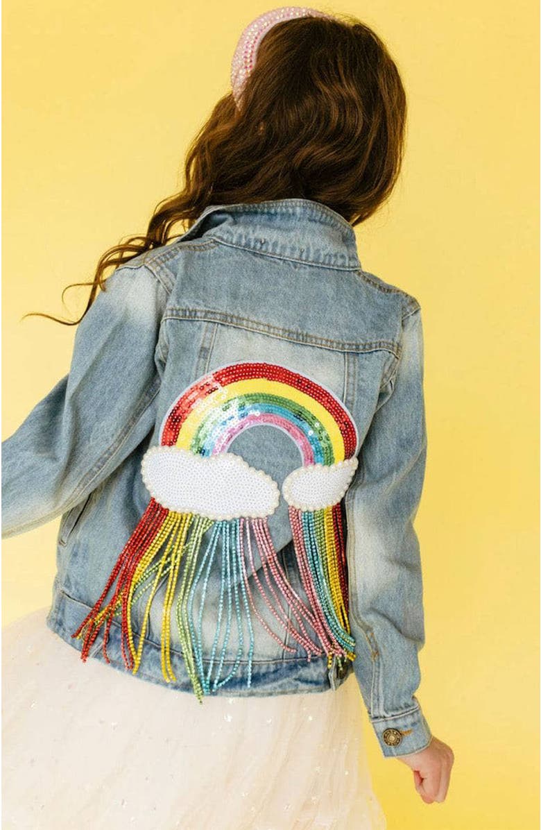 Lola + The Boys Crystal Rain Denim Jacket, Alternate, color, Light Blue
