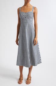Veronica Beard Aila Gingham Check Midi Dress