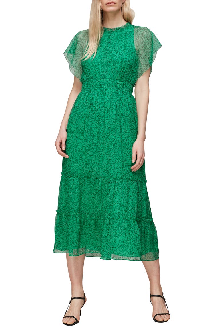 Floral Print Dress, Main, color, GREEN/ MULTI