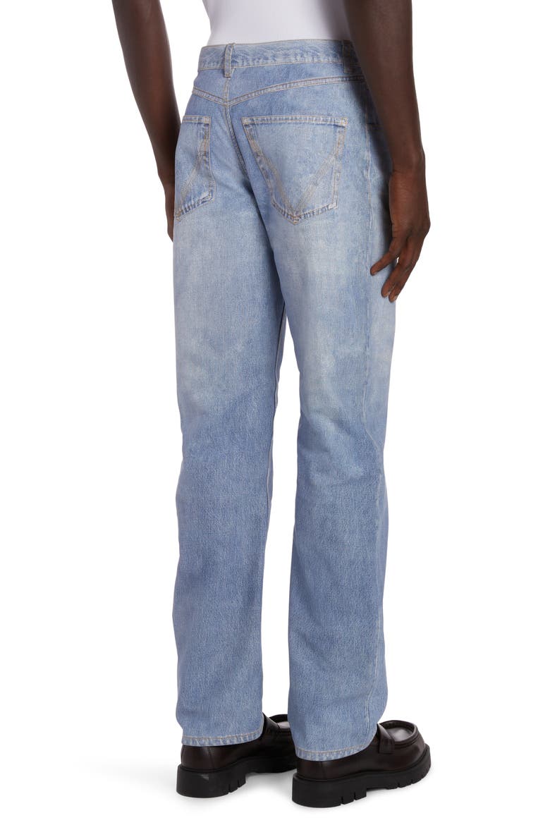 Denim Print Straight Leg Leather Pants, Alternate, color, 4942 LIGHT BLUE