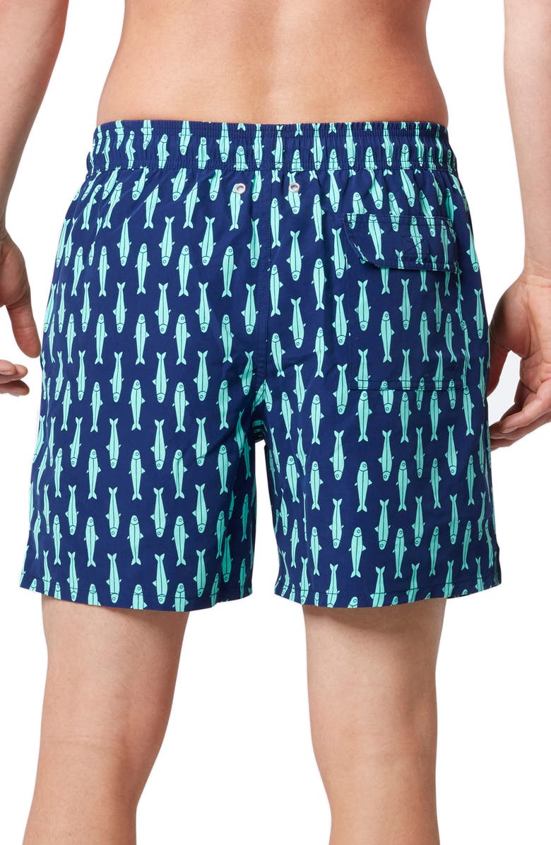 Tom & Teddy Sardine Print Swim Trunks, Alternate, color, 