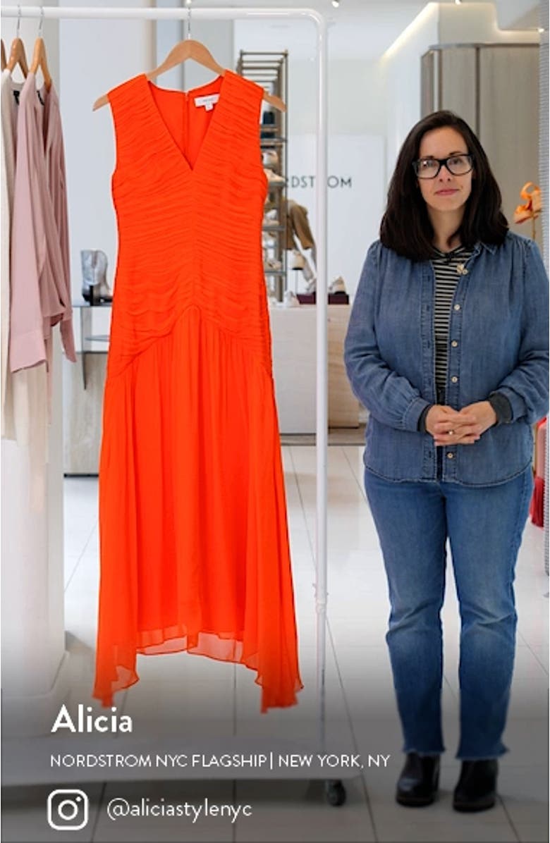 Saffy Ruched Mesh Midi Dress, sales video thumbnail