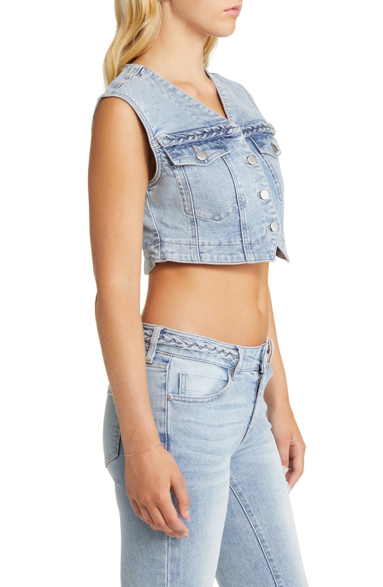 PTCL Braided Crop Denim Vest, Alternate, color, 