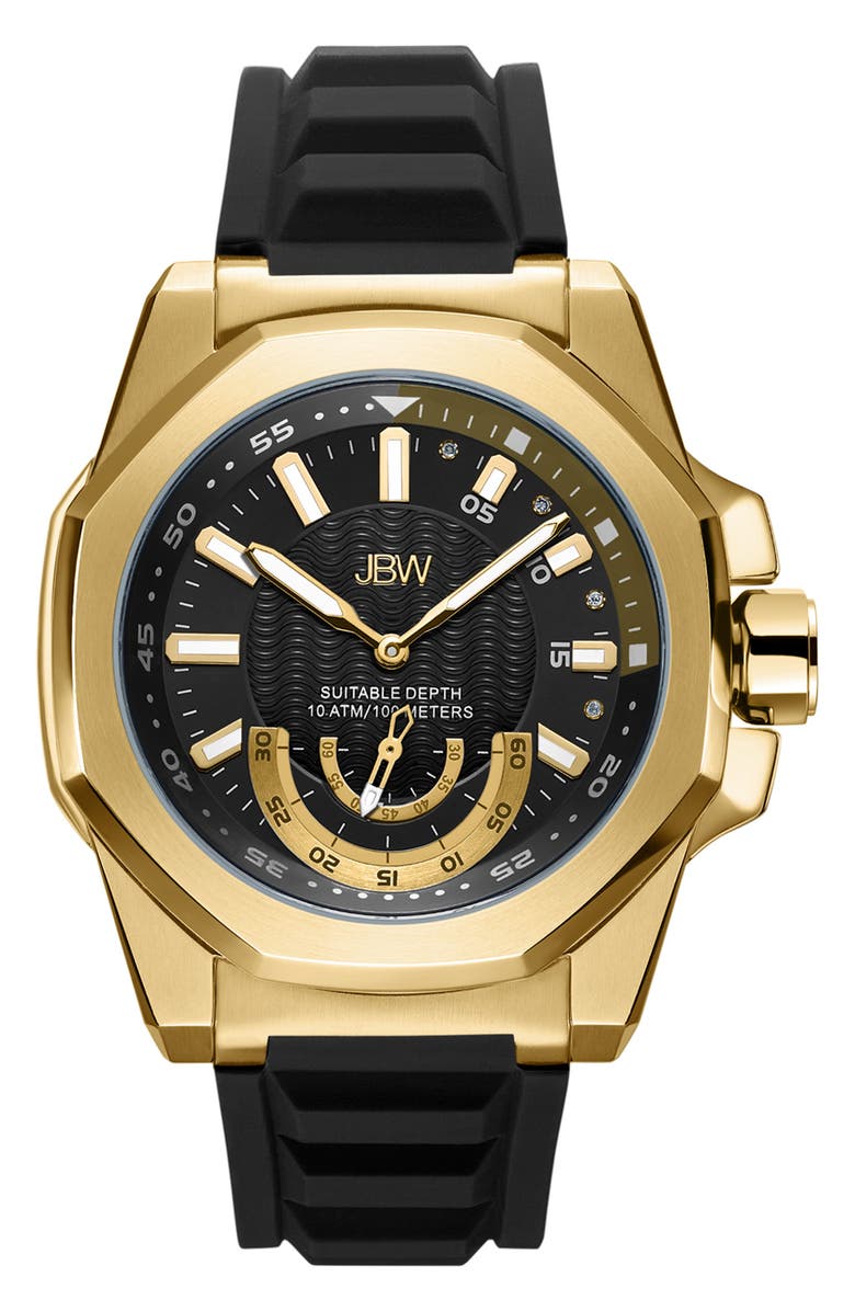 JBW Men's Delmare Diamond Silicone Strap Watch, 50mm - 0.04 ctw, Main, color, 