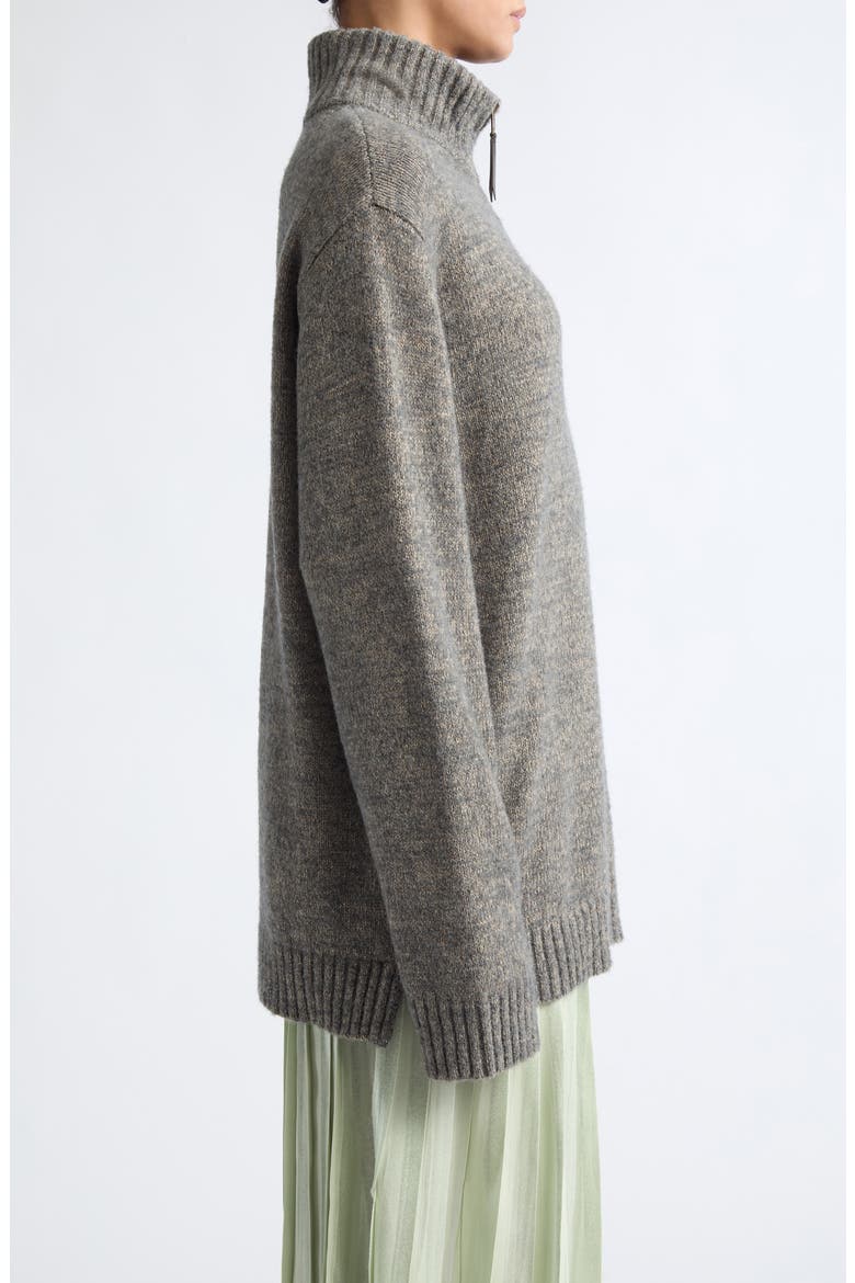 Oversize Cotton & Wool Blend Half Zip Sweater, Alternate, color, GREY/ CAMEL