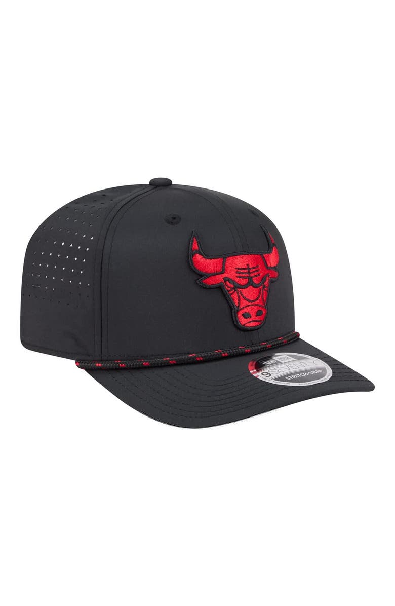 New Era Men's New Era Black Chicago Bulls Sport Rope Vented Stretch-Snap 9SEVENTY Hat, Alternate, color, Black
