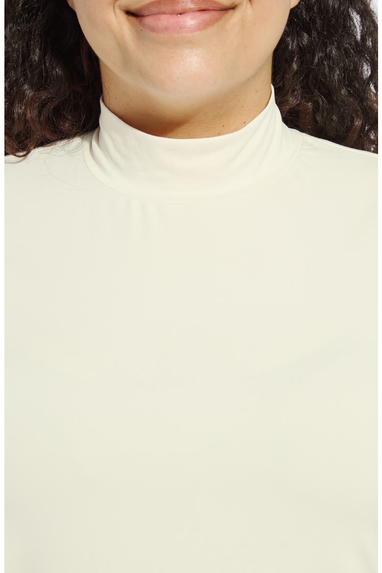Clara Mock Neck Elbow Sleeve Top, Alternate, color, MACADAMIA