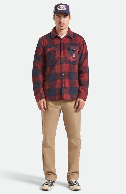 Brixton Bowery Arctic Stretch Fleece Snap Front Shirt In Burgundy