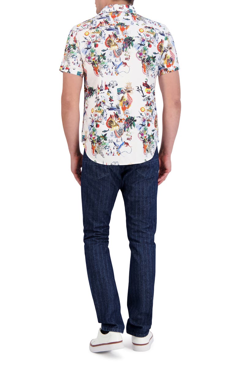 Robert Graham Trippin Short Sleeve Stretch Button-Up Shirt, Alternate, color,