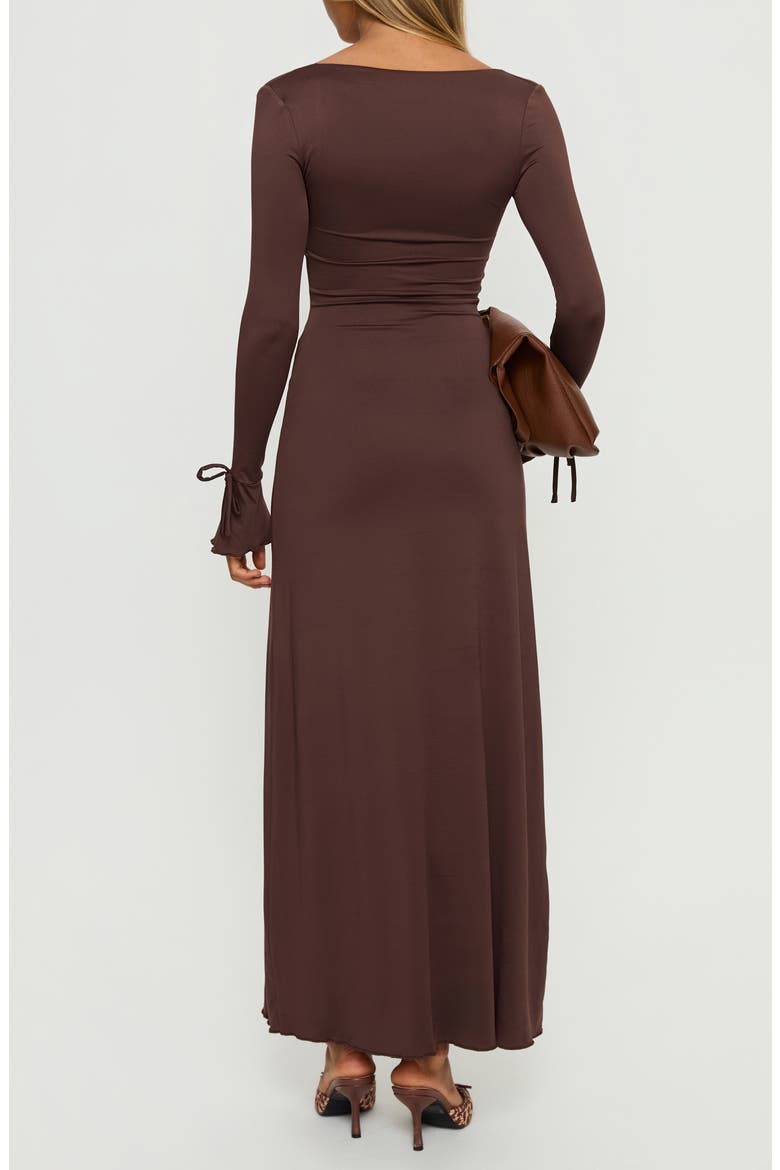 Dalzine Long Sleeve Maxi Dress, Alternate, color, CHOCOLATE