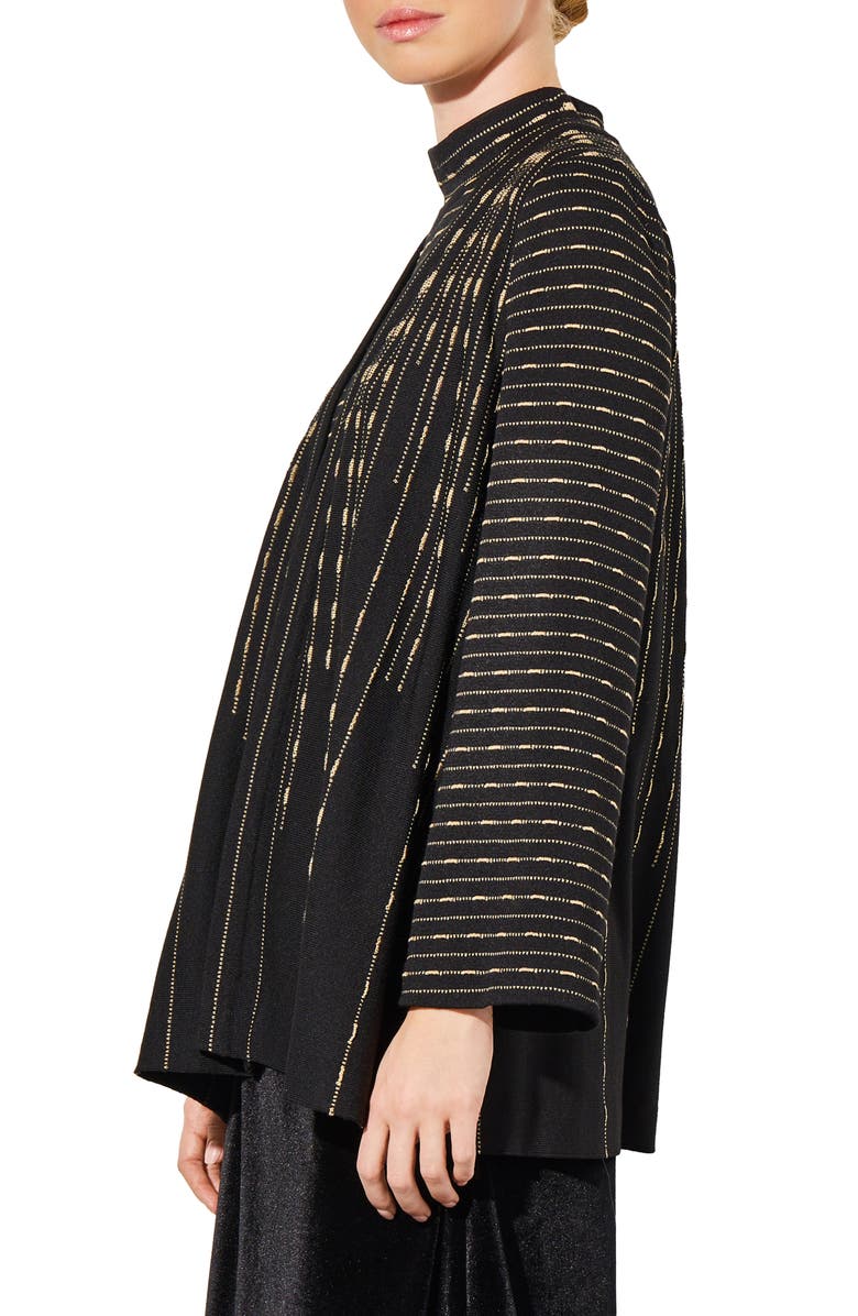 Ming Wang Belted Shimmer Stripe Jacket, Alternate, color, Black/Gold