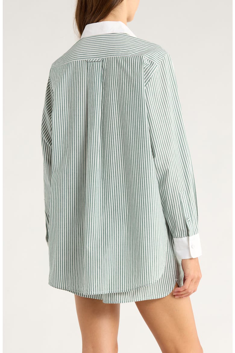 Airy Cotton & Silk Curve Hem Short Pajamas, Alternate, color, OVER STRIPE