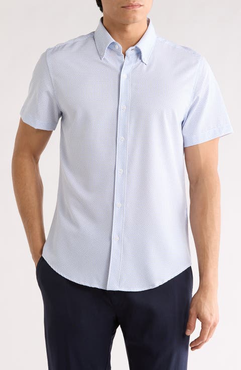 Dot Short Sleeve Tech Button-Down Shirt