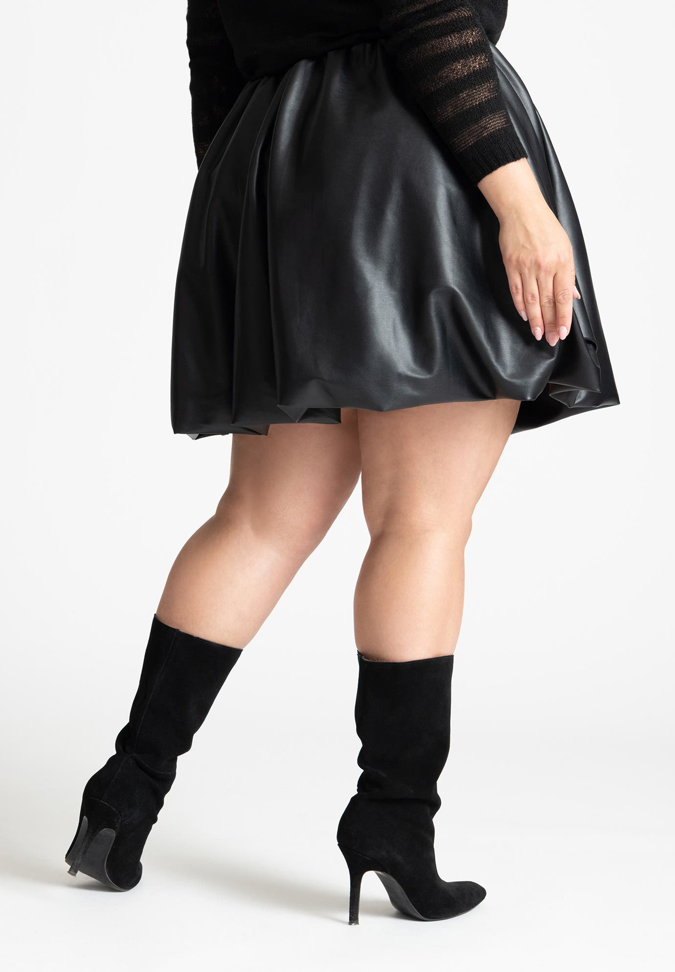 Faux Leather Bubble Hem Skirt - image 2