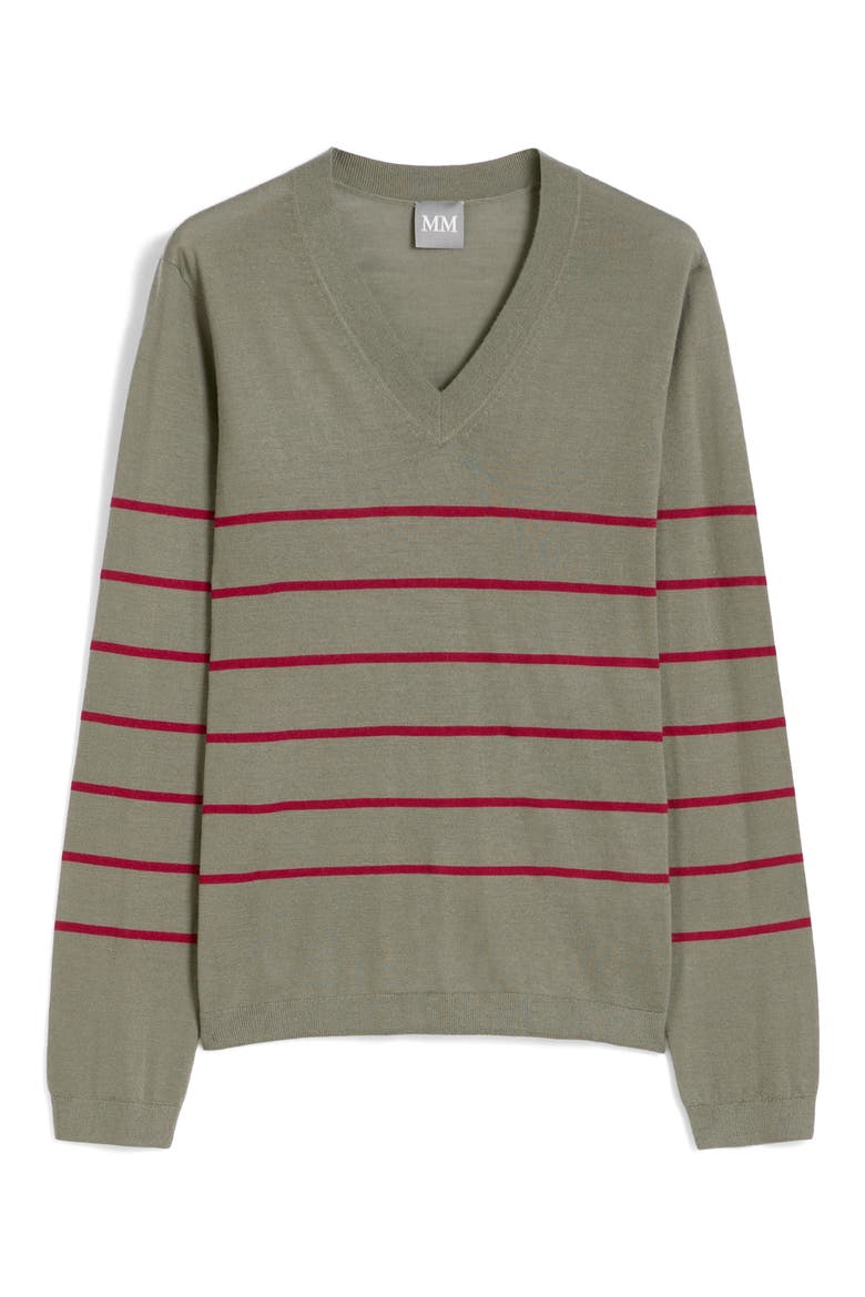 Dolmen Placed Stripe Wool & Cashmere Sweater, Alternate, color, HORN GREY GREEN