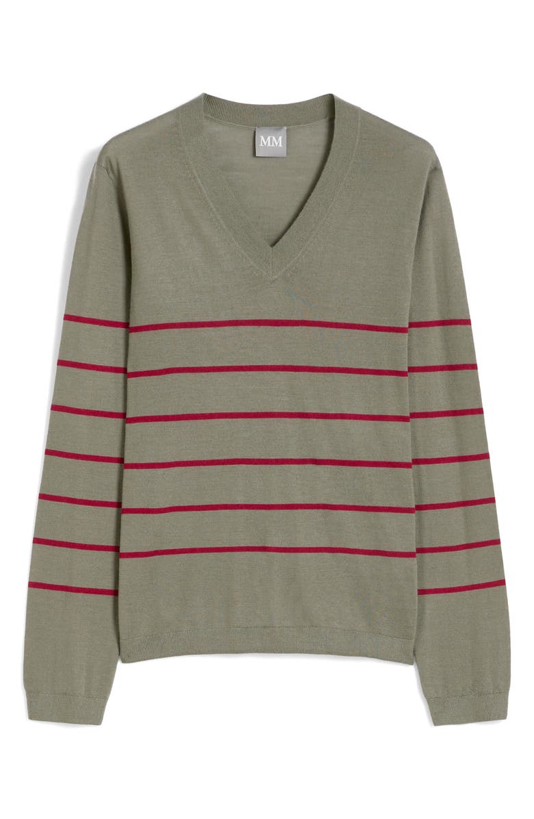 MM by Max Mara Dolmen Placed Stripe Wool & Cashmere Sweater, Alternate, color, Horn Grey Green