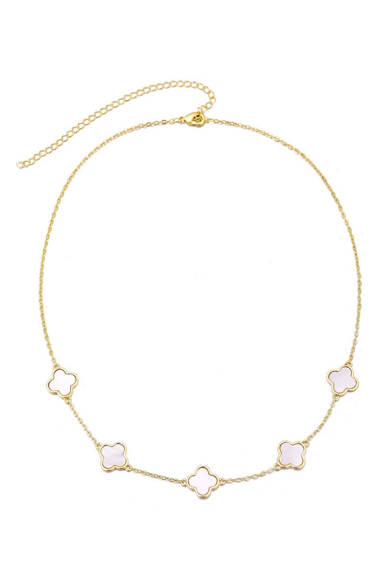 Adornia Mother-of-Pearl Clover Station Necklace, Alternate, color, Gold-White