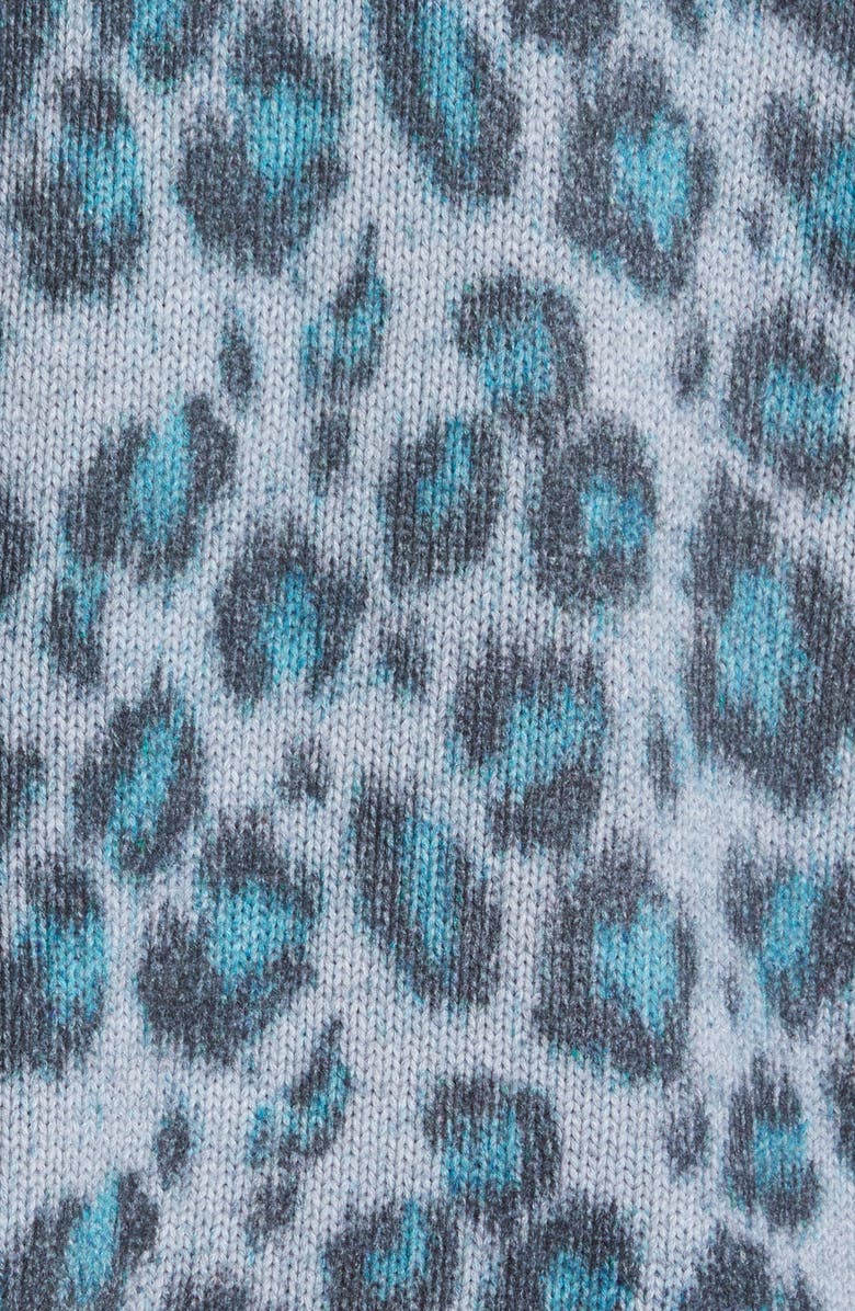 R13 Distressed Leopard Oversize Cotton Sweater, Alternate, color, Blue Leopard