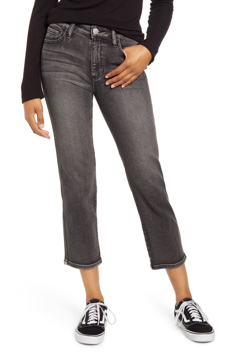 Ankle Straight Leg Jeans, Main, color, WASHED BLACK