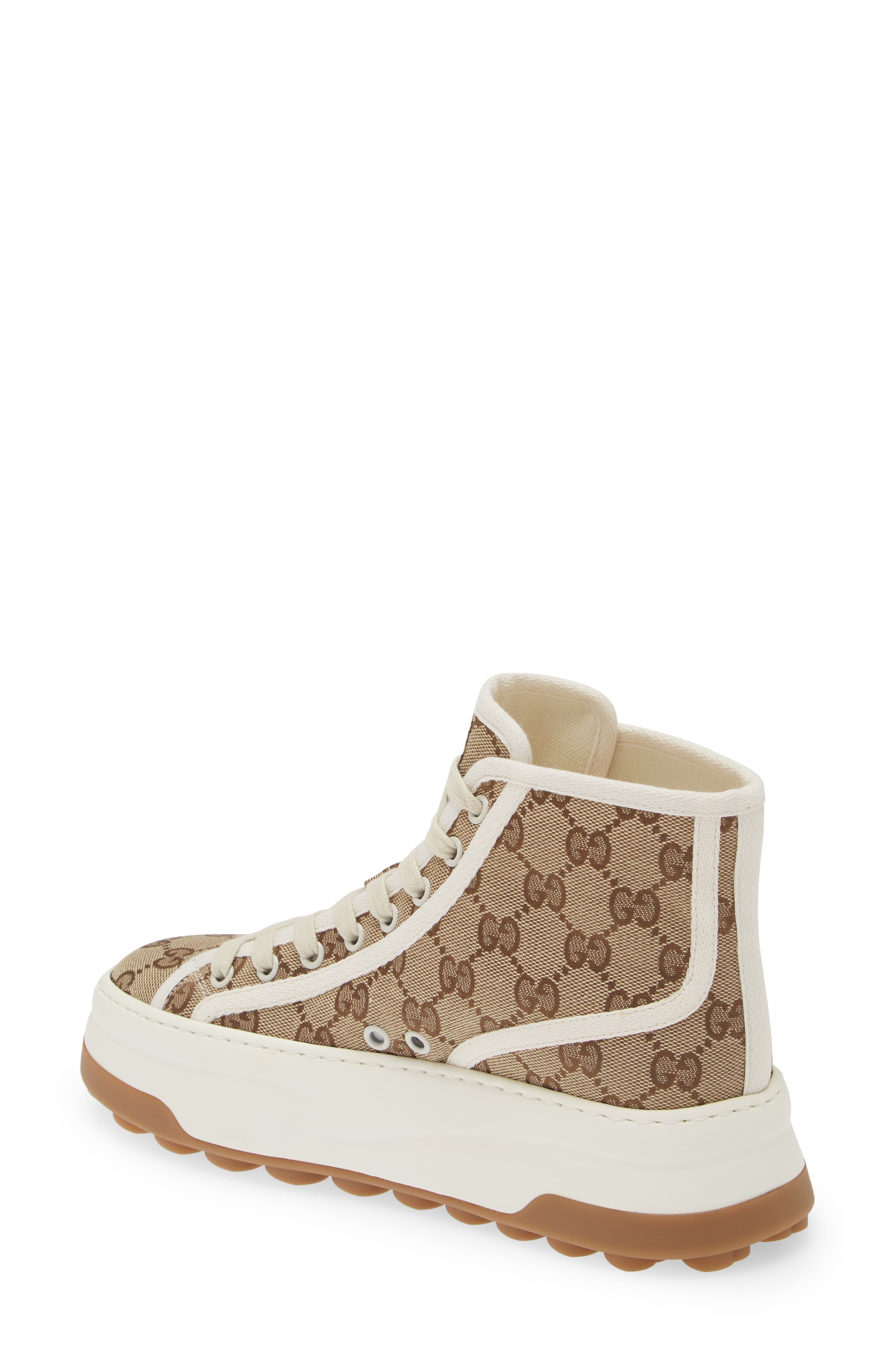 Gucci GG Canvas Platform High Top Sneaker, Alternate, color, Beige/ White