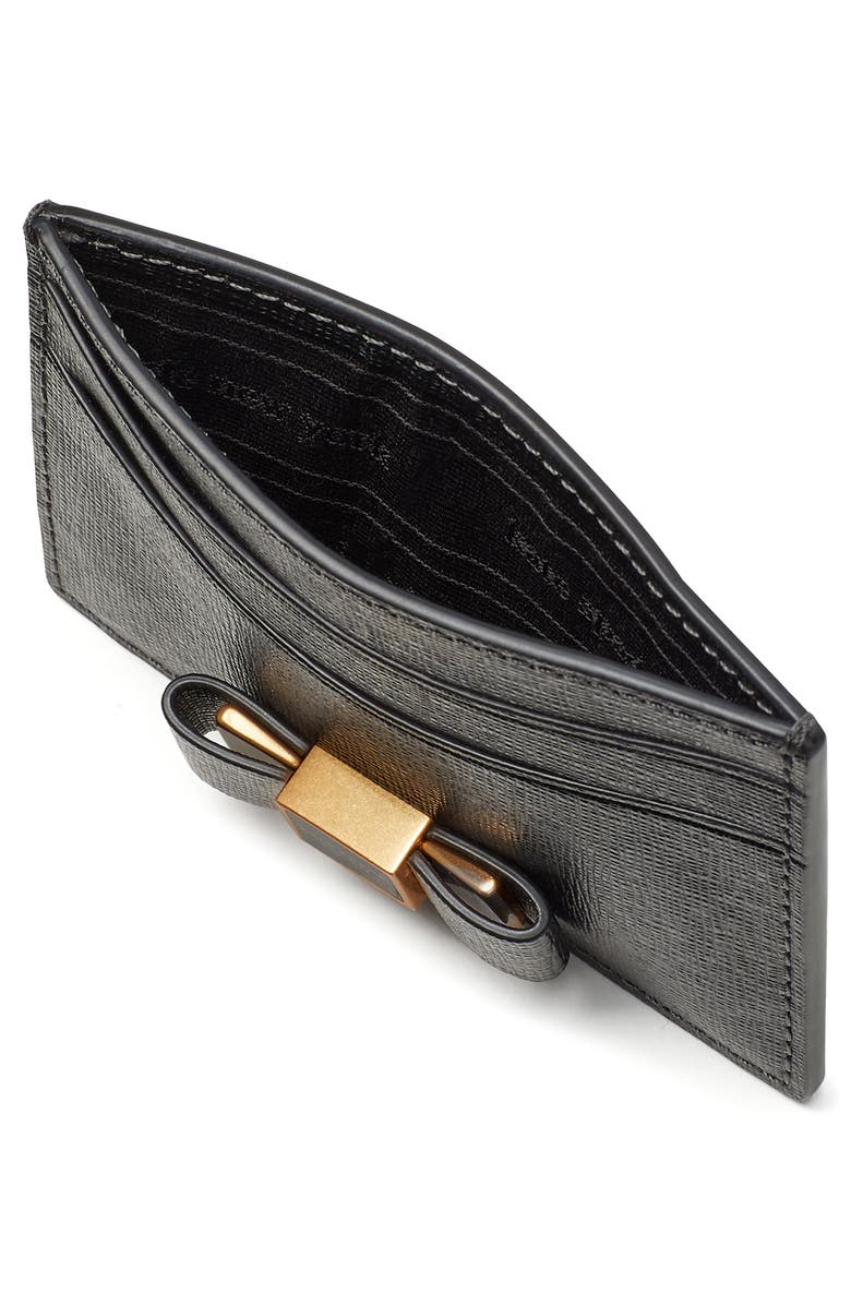 Kate Spade New York morgan embellished bow saffiano leather card case, Alternate, color,