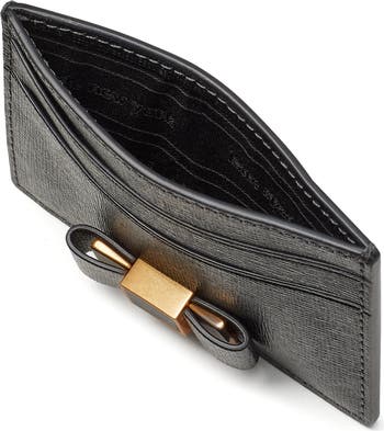 morgan embellished bow saffiano leather card case