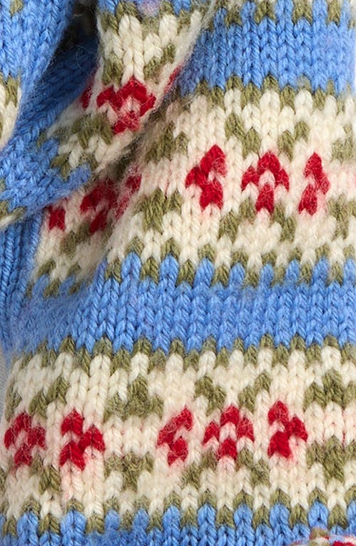 Bode Wedgewood Pompom Virgin Wool Scarf In Blue