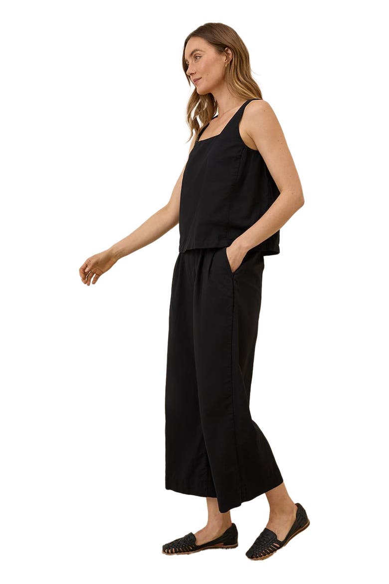 Canopy Linen Pleated Trouser Made with Organic Cotton, Alternate, color, Black