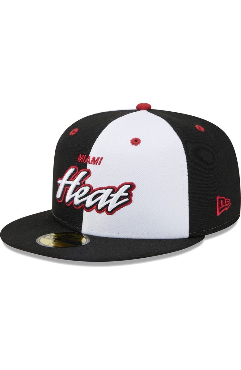 New Era Men's New Era Black/White Miami Heat Griswold 59FIFTY Fitted Hat, Alternate, color, 