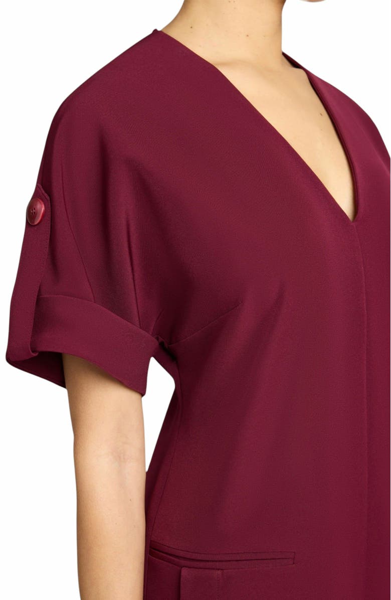 Santorelli SERAFINA Short Sleeve Midi Shift Dress with Side Skirt Buttons in Soft Stretch Crepe, Alternate, color,