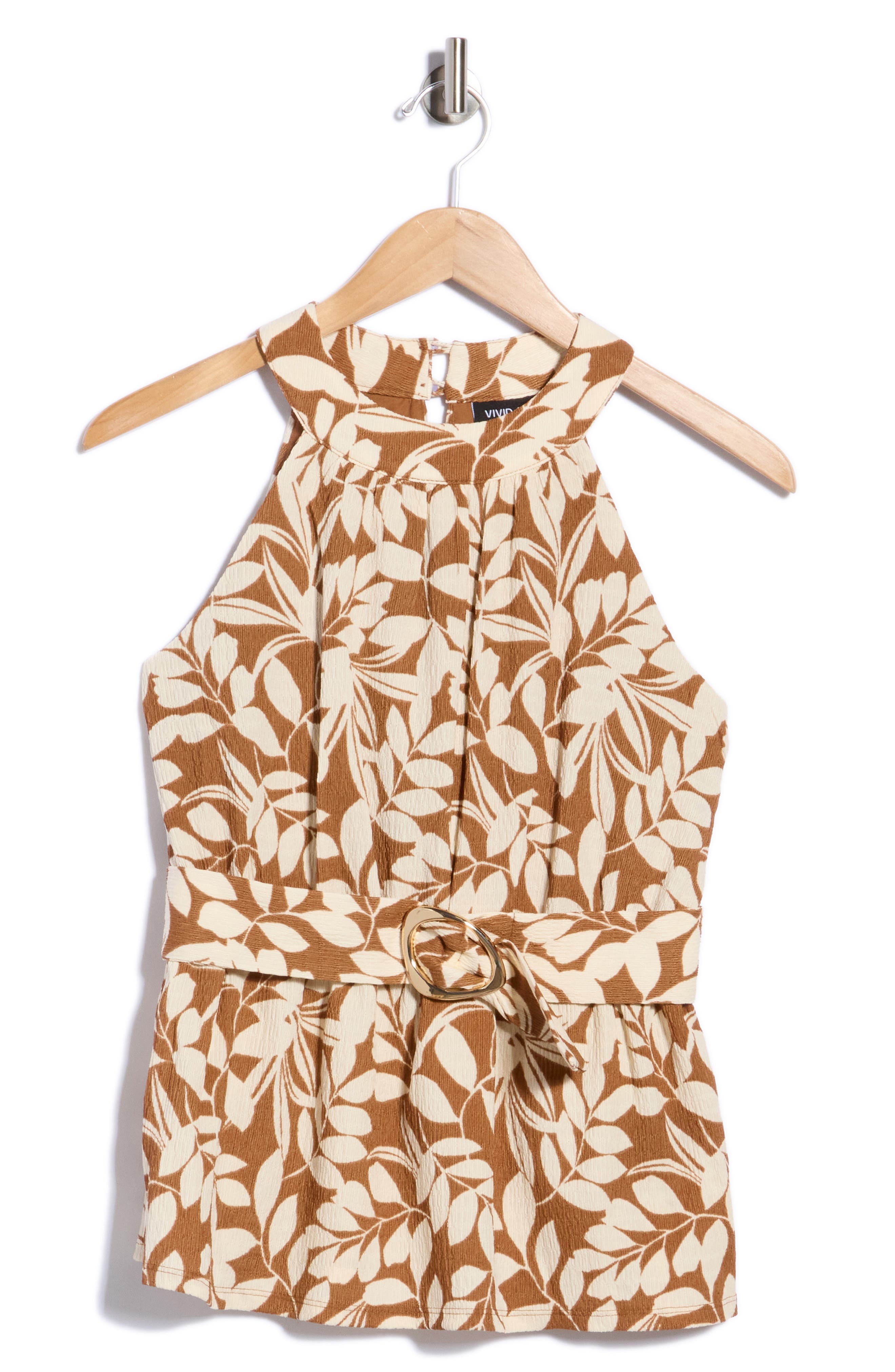 Sleeveless Peplum Belted Top