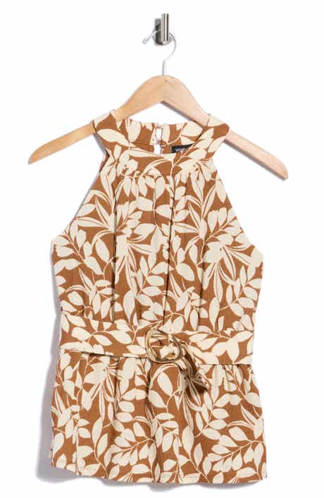 Sleeveless Peplum Belted Top