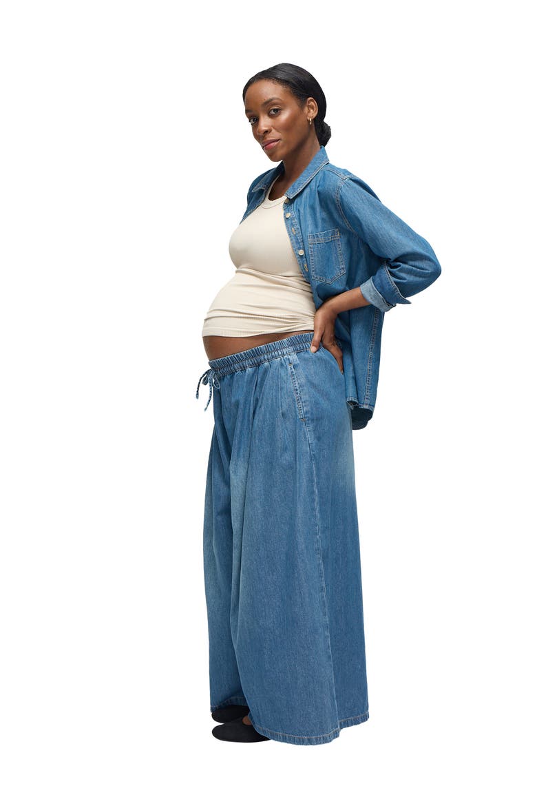 The Easy Wide Leg Denim Maternity Pant, Alternate, color, Med Wash