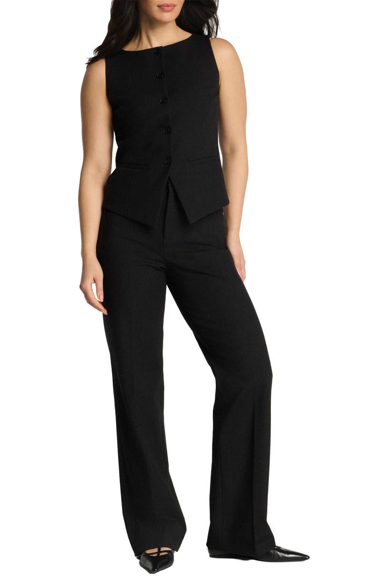 Button Down Vest, Alternate, color, CLASSIC BLACK FA