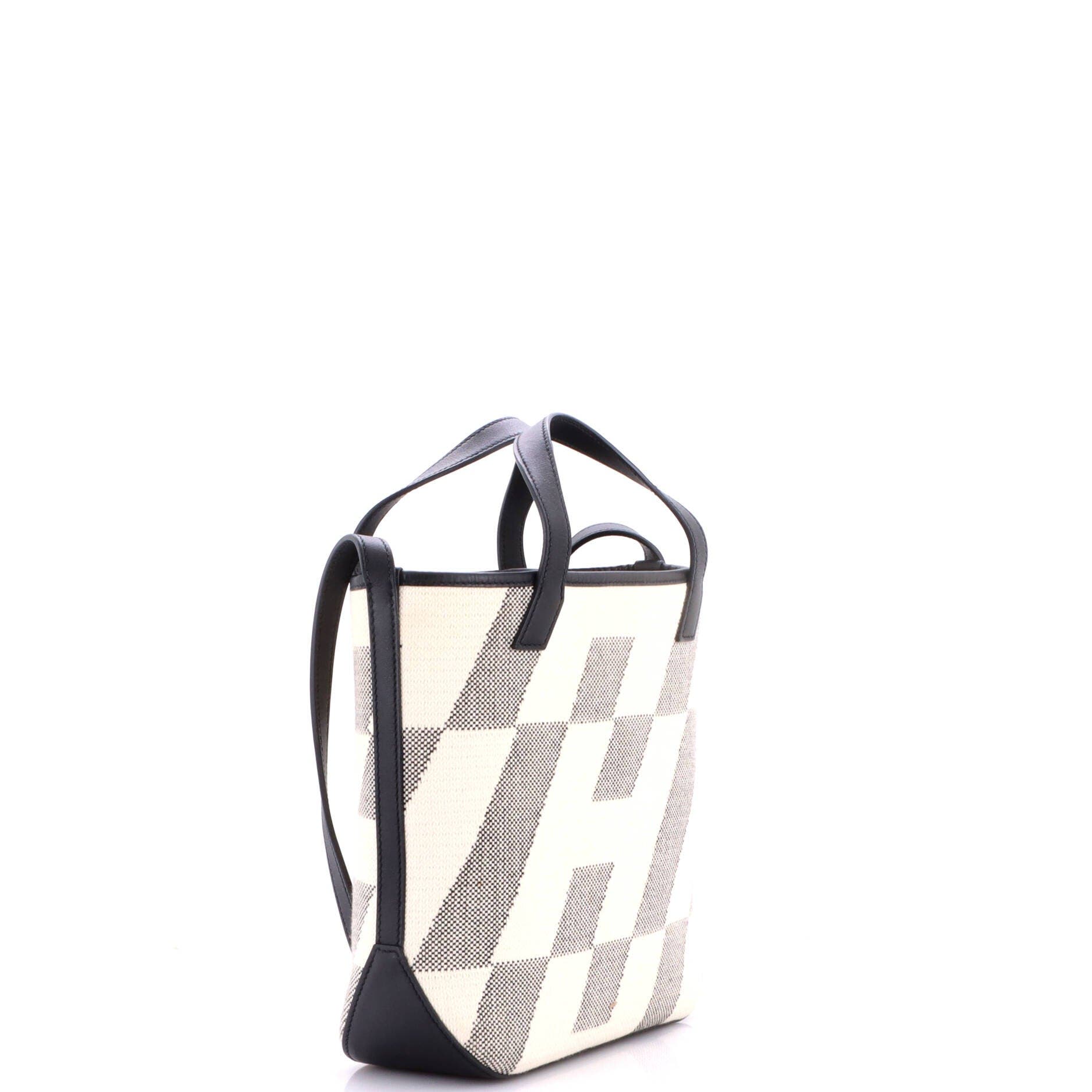Cabas H en Biais Tote Canvas with Leather 27, Alternate, color, Black