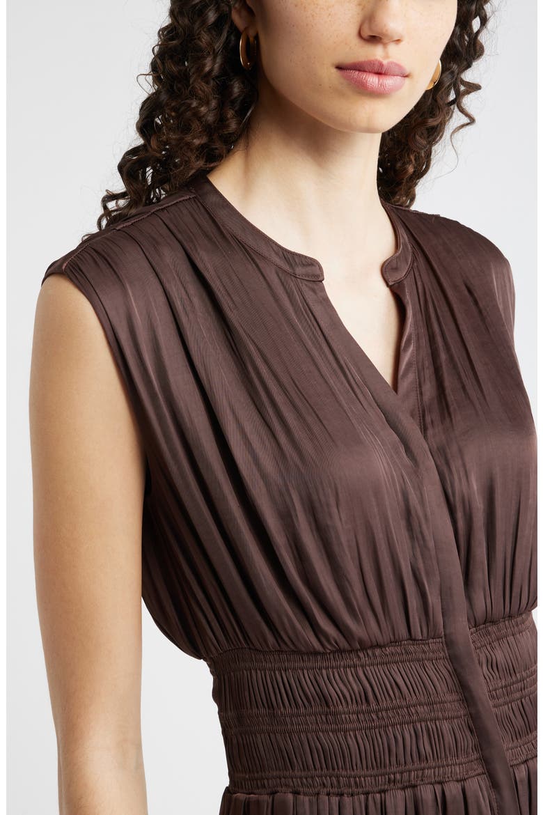 Smocked Waist Maxi Shirtdress, Alternate, color, BROWN ROAST