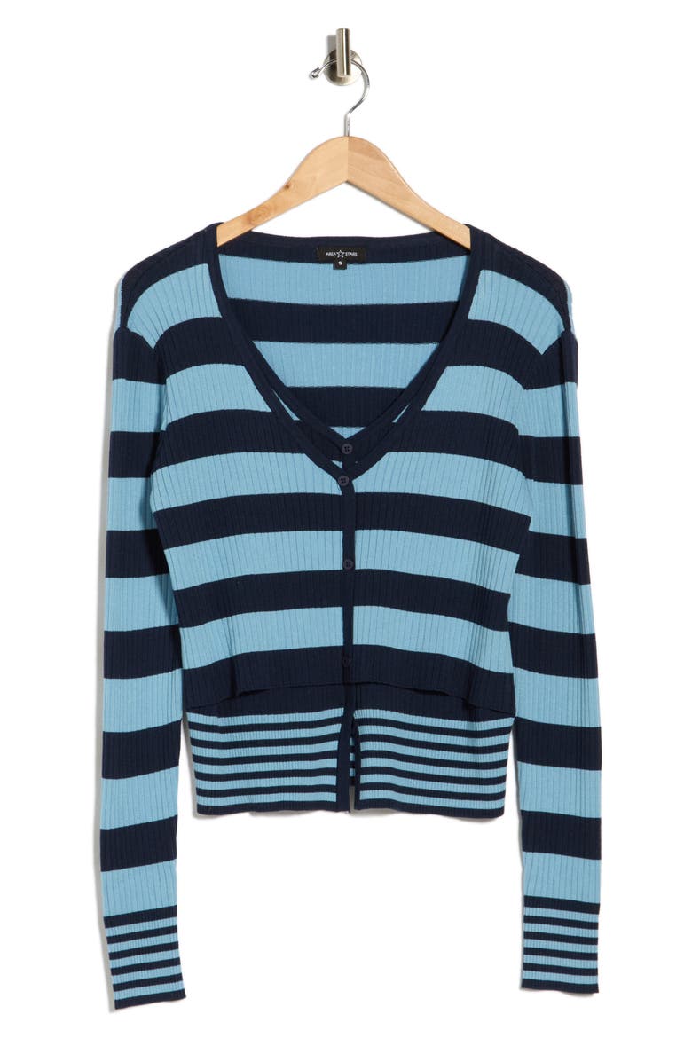 Striped Long Sleeve Knit Top, Alternate, color, LIGHT BLUE NAVY