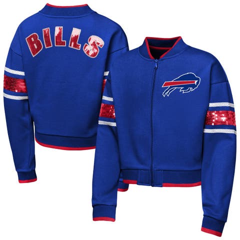 Girls Youth Outerstuff  Royal Buffalo Bills MVP Full-Zip Sequin Bomber Jacket