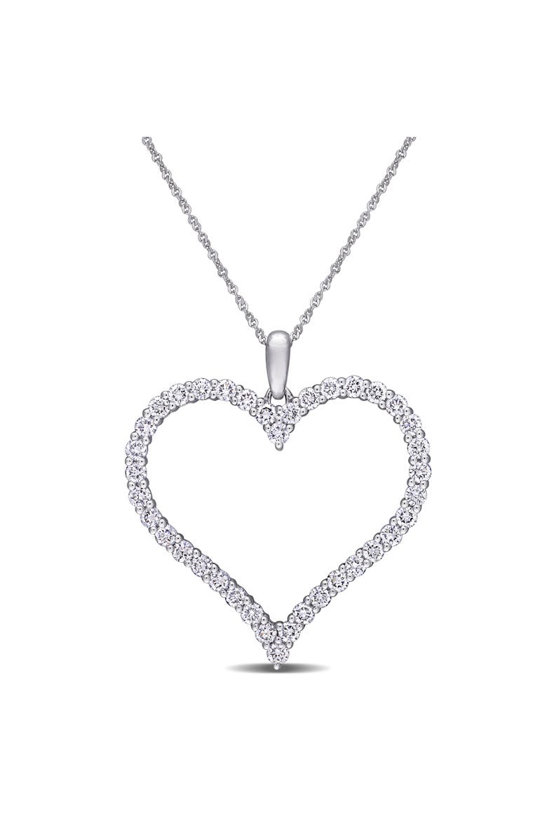 Lab-Grown Diamond Heart Necklace 14k, Main, color, White Gold